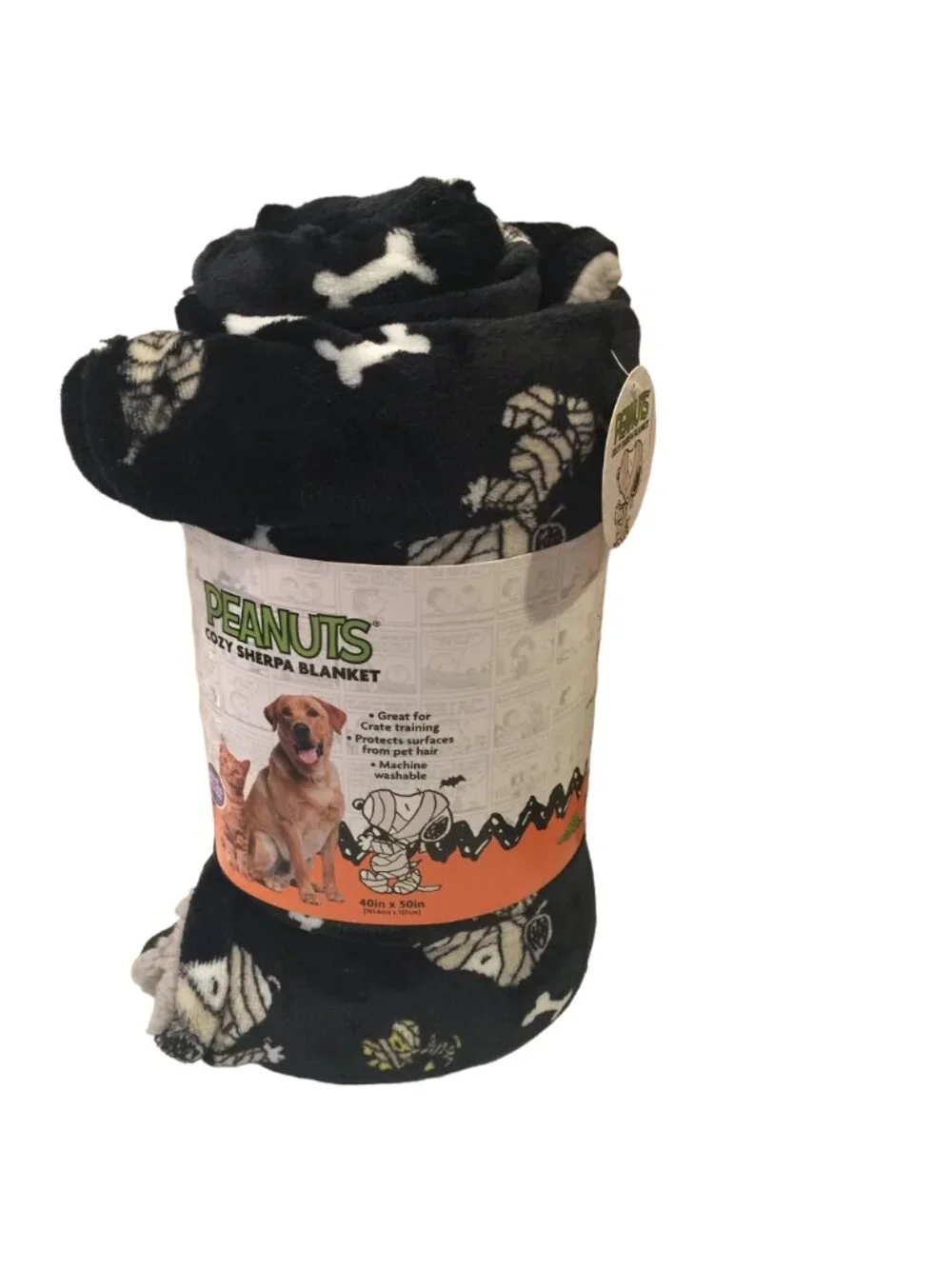 PEANUTS Halloween Sherpa Pet Blanket Mummy Snoopy Woodstock Bones